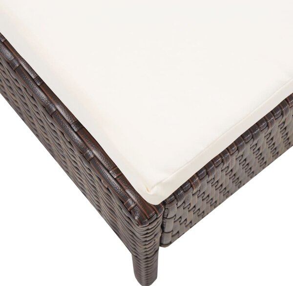 5 részes barna polyrattan kerti kanapészett párnákkal