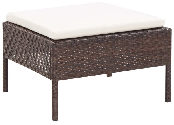 5 részes barna polyrattan kerti kanapészett párnákkal