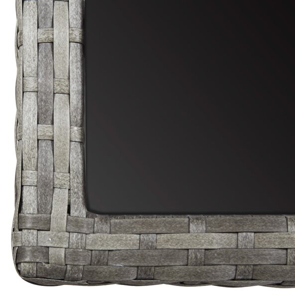 Antracitszürke polyrattan és üveglapos kerti asztal 110x53x72cm