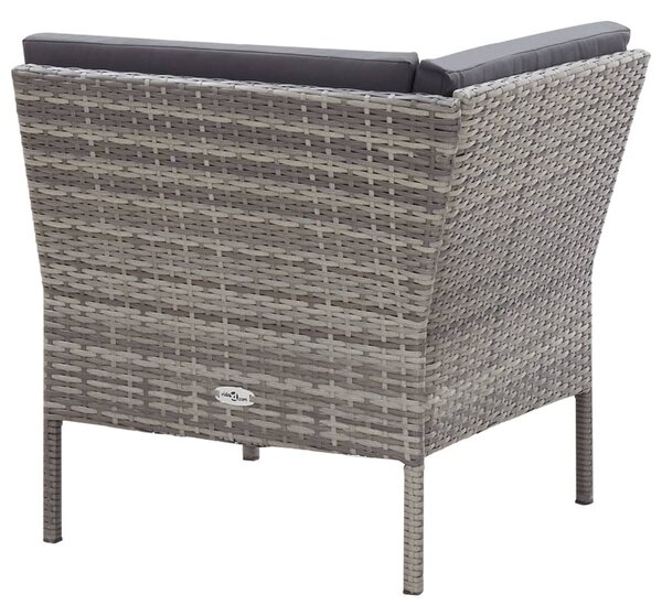3-részes szürke polyrattan kerti ülőgarnitúra párnákkal