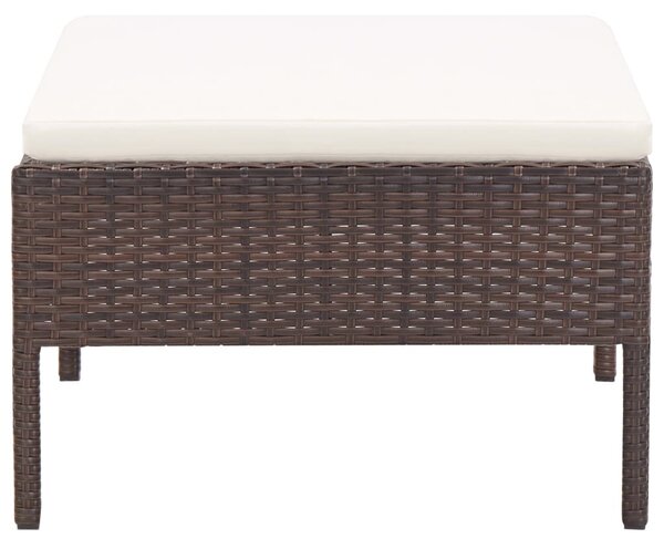 5 részes barna polyrattan kerti kanapészett párnákkal