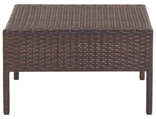5 részes barna polyrattan kerti kanapészett párnákkal