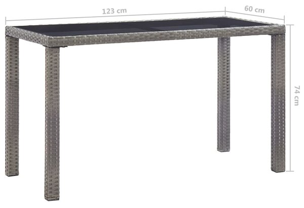 Antracitszürke polyrattan kerti asztal 123 x 60 x 74 cm