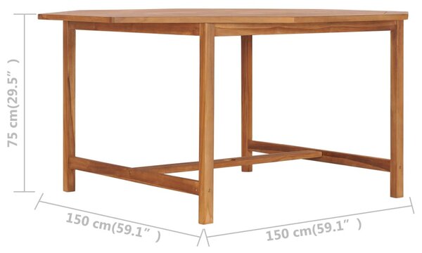 Tömör tíkfa kerti asztal 150 x 150 x 75 cm