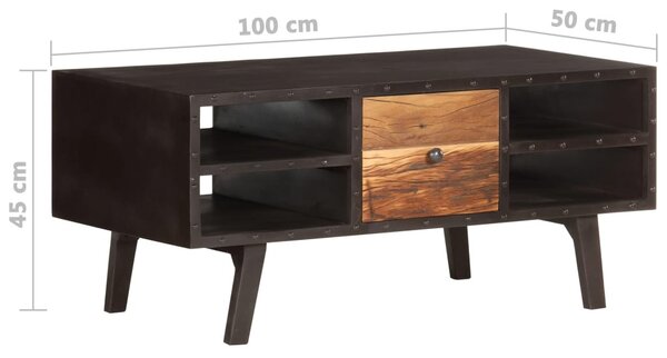 Tömör újrahasznosított fa dohányzóasztal 100 x 50 x 45 cm