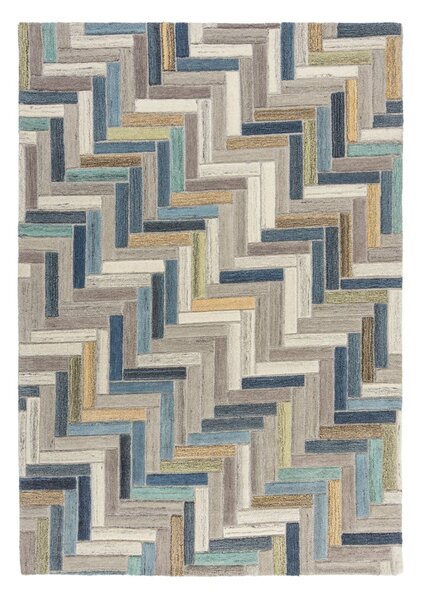 Russo szürke-kék gyapjú szőnyeg, 120 x 170 cm - Flair Rugs