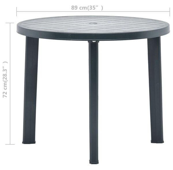 Zöld műanyag kerti asztal 89 cm