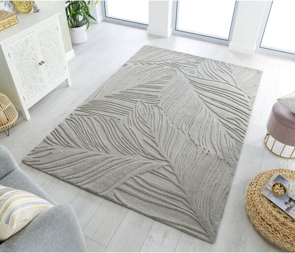 Lino Leaf szürke gyapjú szőnyeg, 120 x 170 cm - Flair Rugs