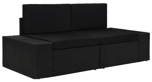 2 személyes fekete elemes polyrattan kanapé