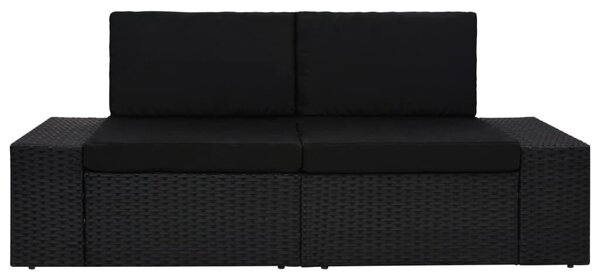 2 személyes fekete elemes polyrattan kanapé