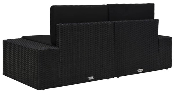 2 személyes fekete elemes polyrattan kanapé