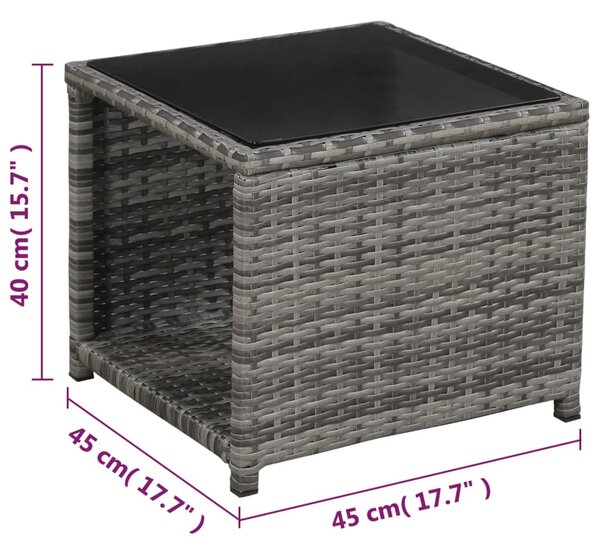 VidaXL 3 darabos szürke polyrattan bisztrószett párnákkal