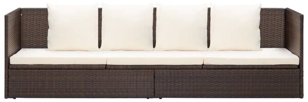 Barna polyrattan kerti ágy hát- és ülőpárnákkal