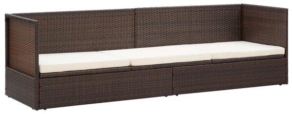 Barna polyrattan kerti ágy hát- és ülőpárnákkal
