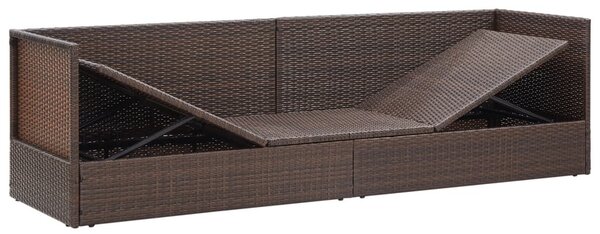 Barna polyrattan kerti ágy hát- és ülőpárnákkal