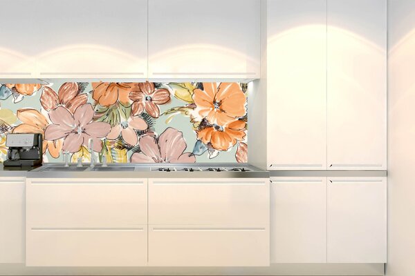 Konyhai fotótapéta - színes virágmintás 180 x 60 cm