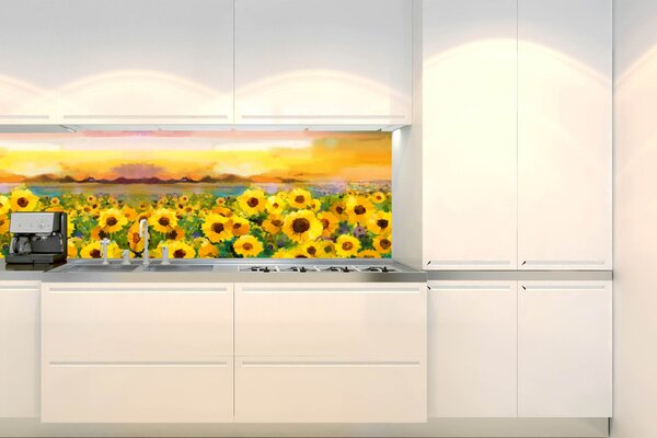 Konyhai fotótapéta - napraforgó festmény 180 x 60 cm