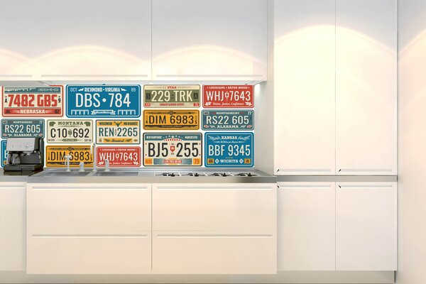 Konyhai fotótapéta - retro rendszám 180 x 60 cm