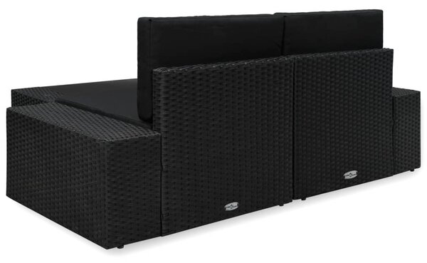 3 részes fekete polyrattan kerti ülőgarnitúra