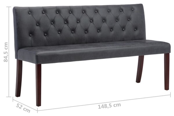 Szürke művelúr pad 148,5 cm