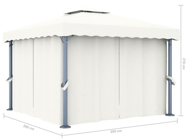 Krémfehér alumíniumpavilon függönnyel 3 x 3 m