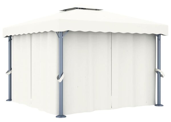 Krémfehér alumíniumpavilon függönnyel 3 x 3 m