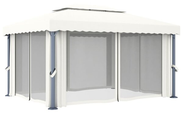 Krémfehér alumíniumpavilon függönnyel 4 x 3 m