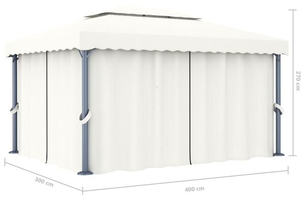 Krémfehér alumíniumpavilon függönnyel 4 x 3 m