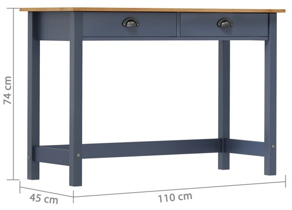 Hill szürke 2 fiókos tömör fenyőfa tálalóasztal 110x45x74 cm