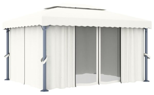 Krémfehér alumíniumpavilon függönnyel 4 x 3 m
