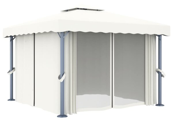 Krémfehér alumíniumpavilon függönnyel 3 x 3 m