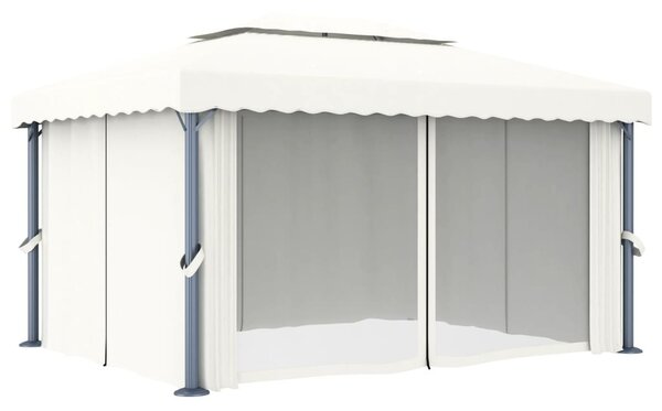 Krémfehér alumíniumpavilon függönnyel 4 x 3 m