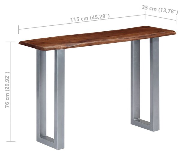 Tömör akácfa és vas tálalóasztal 115 x 35 x 76 cm