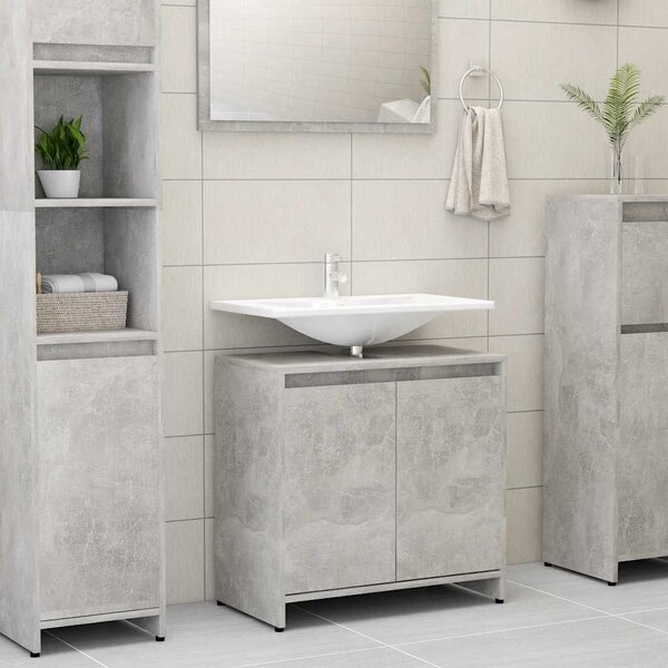 Betonszürke szerelt fa fürdőszobaszekrény 60 x 33 x 61 cm
