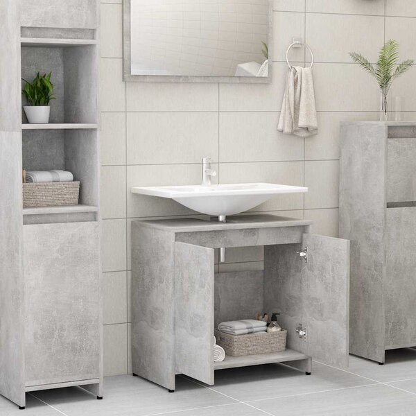 Betonszürke szerelt fa fürdőszobaszekrény 60 x 33 x 61 cm