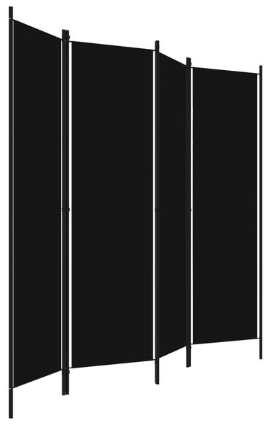 Fekete 4 paneles paraván 200 x 180 cm