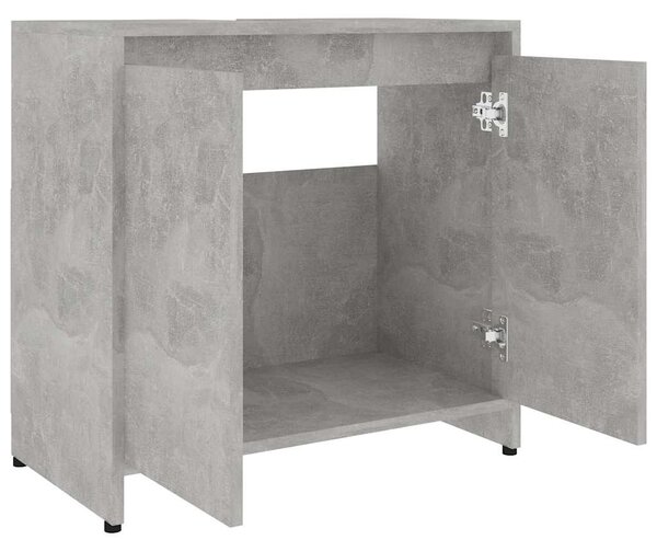 Betonszürke szerelt fa fürdőszobaszekrény 60 x 33 x 61 cm