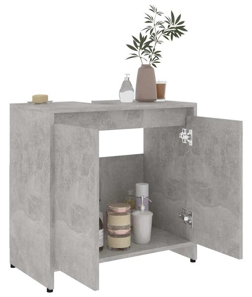 Betonszürke szerelt fa fürdőszobaszekrény 60 x 33 x 61 cm