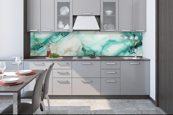 Konyhai fotótapéta - smaragd márvány 260 x 60 cm