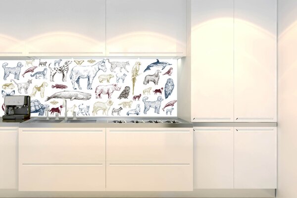Konyhai fotótapéta - állatok gyűjteménye 180 x 60 cm