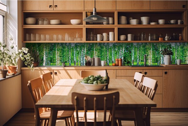 Konyhai fotótapéta - nyírfa liget 420 x 60 cm