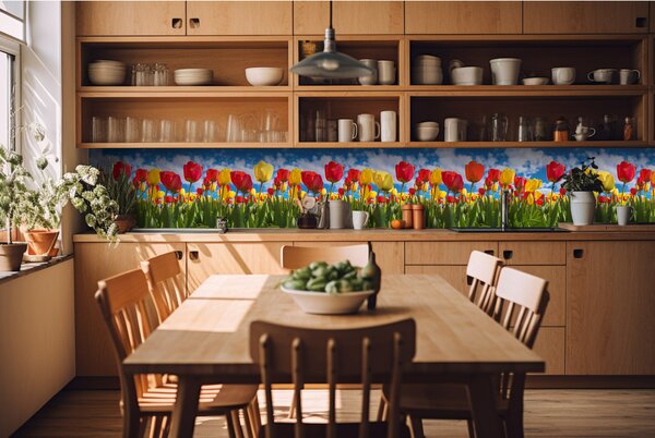 Konyhai fotótapéta - tulipán mező 420 x 60 cm