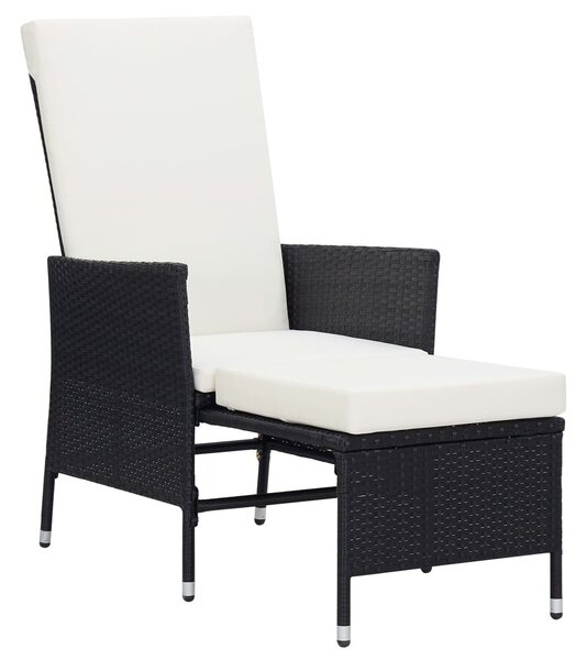 2 részes fekete polyrattan kerti bútorszett párnákkal
