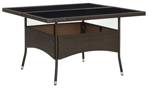 Barna polyrattan és üveg kültéri étkezőasztal
