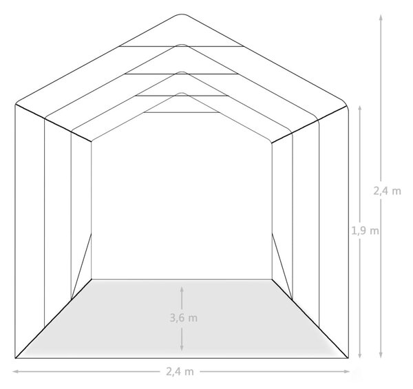 Zöld PVC sátorgarázs 2,4 x 3,6 m
