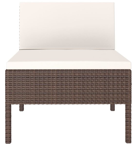 3 db barna polyrattan kerti szék párnákkal