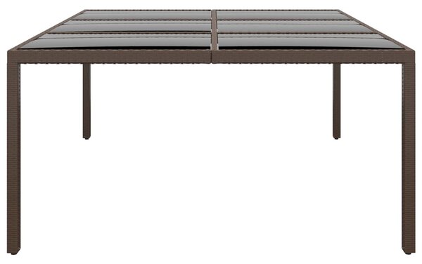 Barna üveglapos kerti asztal 200 x 150 x 75 cm