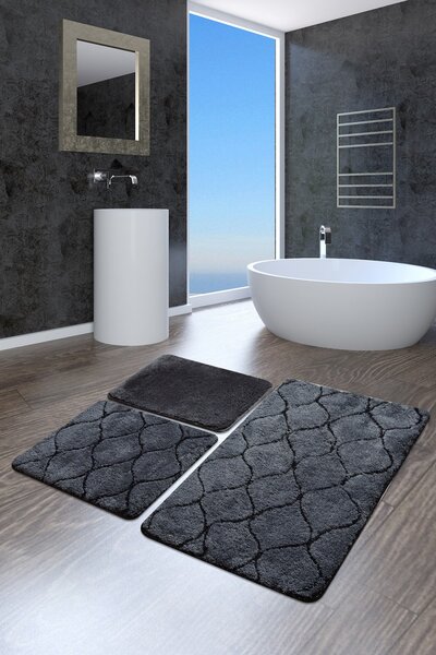 İnfinitiy Akril fürdőszoba szőnyeg szett (3 darab) Antracit