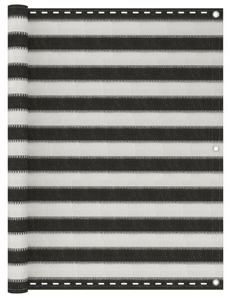 Antracitszürke-fehér HDPE erkélynapellenző 120 x 500 cm