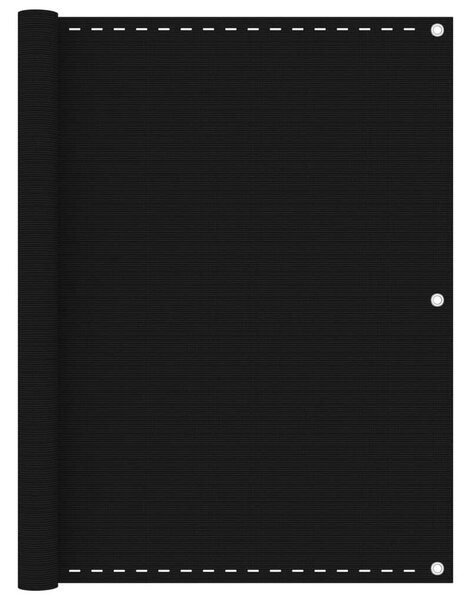 Fekete HDPE erkélyparaván 120 x 600 cm